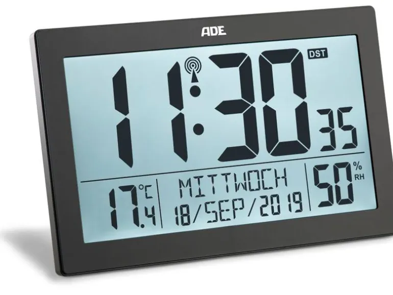 ADE Funk-Wanduhr XL, Schwarz