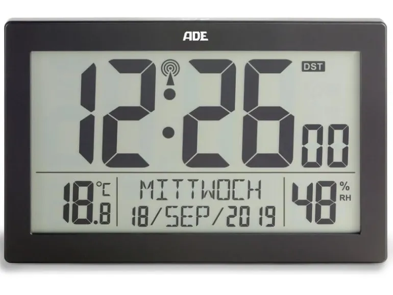 ADE Funk-Wanduhr XL, Schwarz