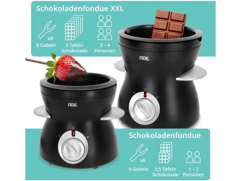 ADE Schokoladenfondue-Set KG2352 10 Teile, Schwarz