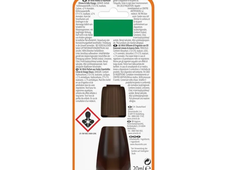 Air Wick Duftspender Aroma Öl Zitrone und süsse Orange 20 ml