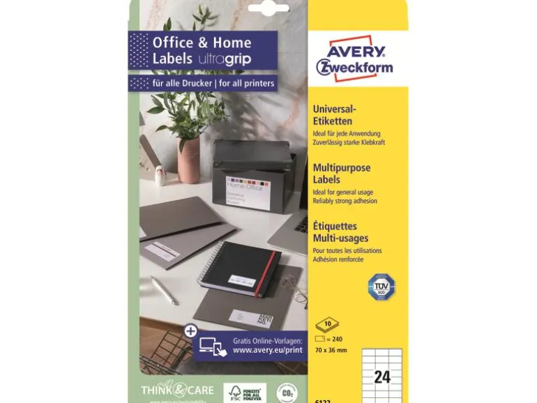 Avery Zweckform Universal-Etiketten 6122 70 x 36 mm, 10 Blatt