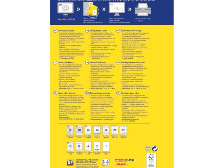 Avery Zweckform Universal-Etiketten 6122 70 x 36 mm, 10 Blatt
