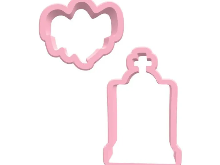 BackshopSchweiz Ausstechformen Set – Geist und Grabstein 1 Stück, Rosa