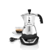 Bialetti Espressokocher Moka Timer 6 Tassen, Schwarz/Silber