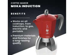 Bialetti Espressokocher New Moka Induktion 4 Tassen, Rot