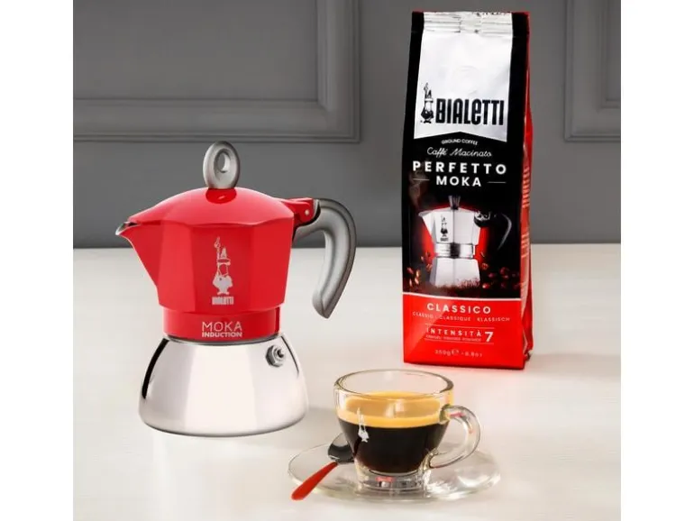 Bialetti Espressokocher New Moka Induktion 4 Tassen, Rot