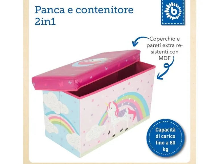 bieco 2in1 Aufbewahrungsbox und Bank Einhorn