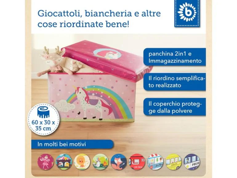 bieco 2in1 Aufbewahrungsbox und Bank Einhorn