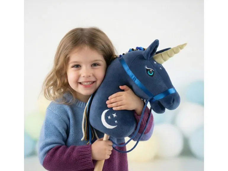 bieco Steckentier Einhorn Luna Blau/Gold/Dunkelblau