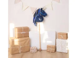 bieco Steckentier Einhorn Luna Blau/Gold/Dunkelblau