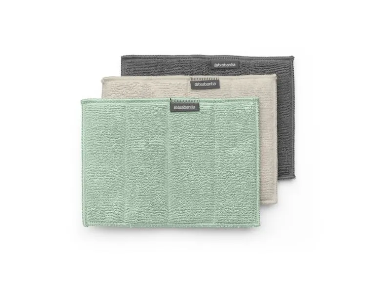 Brabantia Mikrofaser-Reinigungstuch 3 Stück, Grün/Beige/Grau