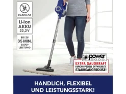 CLEANmaxx Akku-Hand- und Stielsauger Zyklon, Blau/Silber
