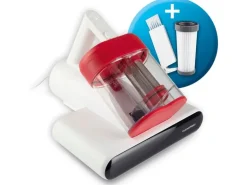 CLEANmaxx Milben-Handstaubsauger 400W, Weiss/Rot + CH-Stecker