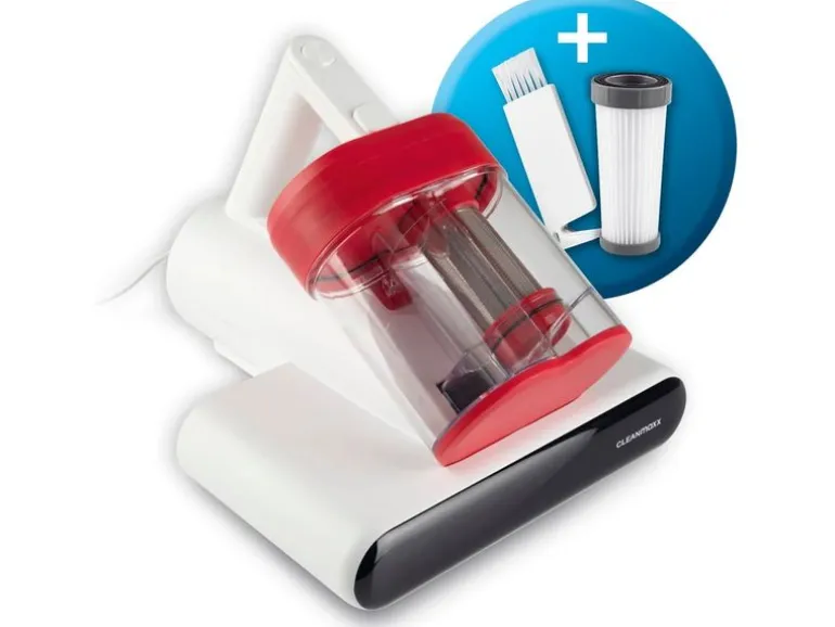 CLEANmaxx Milben-Handstaubsauger 400W, Weiss/Rot + CH-Stecker