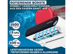 CLEANmaxx Milben-Handstaubsauger 400W, Weiss/Rot + CH-Stecker