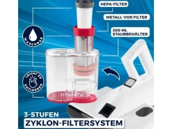 CLEANmaxx Milben-Handstaubsauger 400W, Weiss/Rot + CH-Stecker