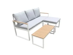 COCON Loungeset Melide, Beige/Grau/Weiss, 3 Sitzplätze