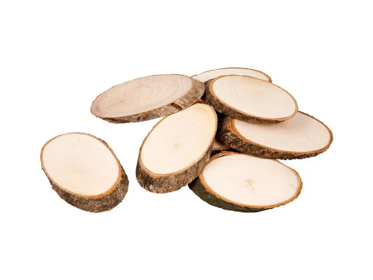 Creativ Company Holzscheiben mit Borke 7.5 x 4.5 cm Dicke 8 mm 20 Stk