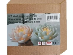 Dameco LED Wachskerze Lotus Blüte 2er Set rosa und türkis grün