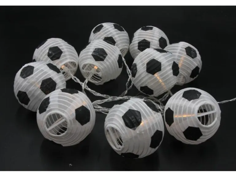 Dameco Lichterkette Fussball, 180, Weiss/Schwarz
