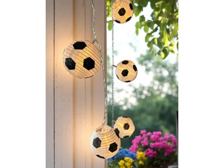 Dameco Lichterkette Fussball, 180, Weiss/Schwarz