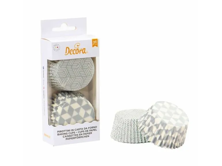 Decora Muffinförmchen Papier Silber Geometrisch Ø 5 cm