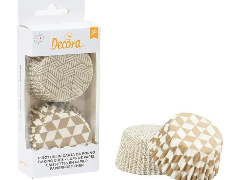 Decora Muffinförmchen Papier Rund Gold Geometrisch 36 Stück