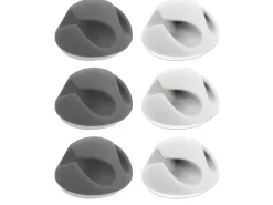 Delock Kabelhalter 6 mm, 2x3 Stück, weiss, grau, 2 Durchführungen