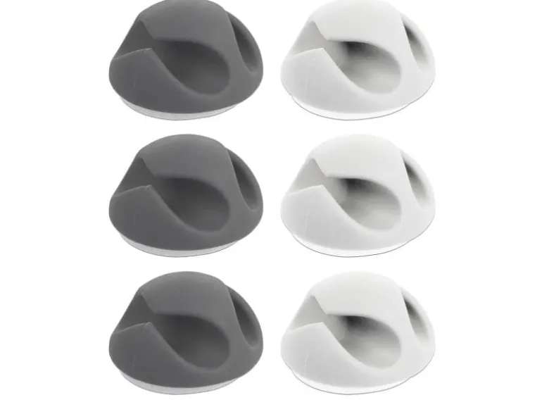 Delock Kabelhalter 6 mm, 2x3 Stück, weiss, grau, 2 Durchführungen