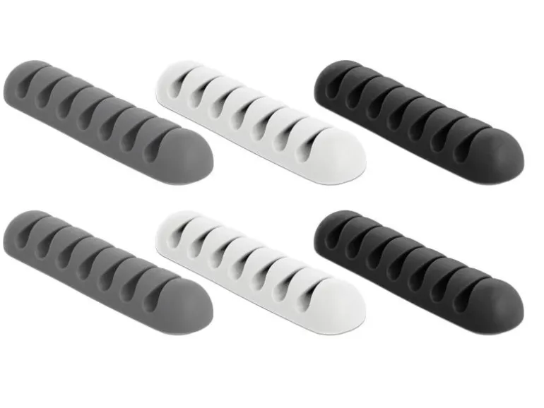 Delock Kabelhalter 4 mm, 3x2 Stück, weiss, grau, schwarz, 7 Durchf