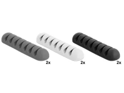 Delock Kabelhalter 4 mm, 3x2 Stück, weiss, grau, schwarz, 7 Durchf