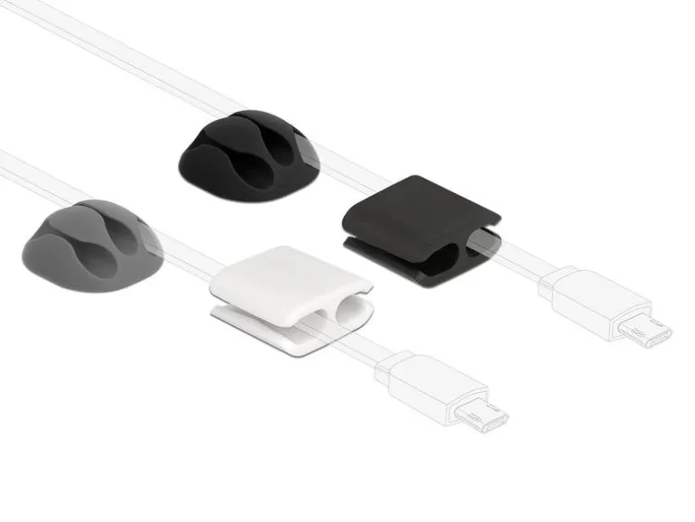 Delock Kabelhalter und Kabelclip Set 4 Stück