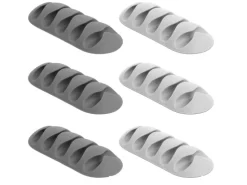 Delock Kabelhalter 2x3 Stück, weiss, grau, 5 Durchführungen 6 Stück