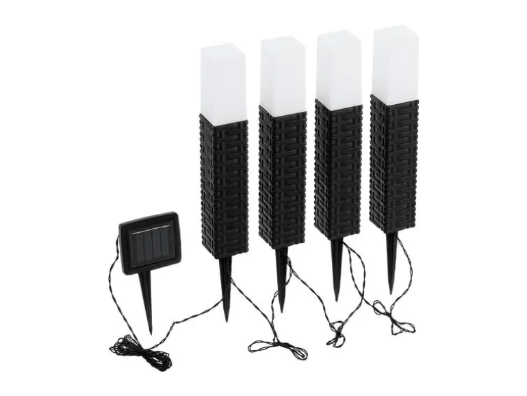 EGLO Leuchten Gartenlicht Solar Spiess Rattan, 4er Set