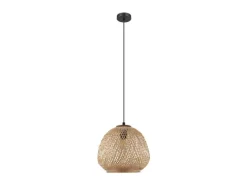 EGLO Leuchten Pendelleuchte DEMBLEBY 1x E27, Schwarz/Natur