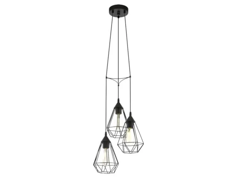 EGLO Leuchten Pendelleuchte TARBES 3x E27, 31 cm Schwarz