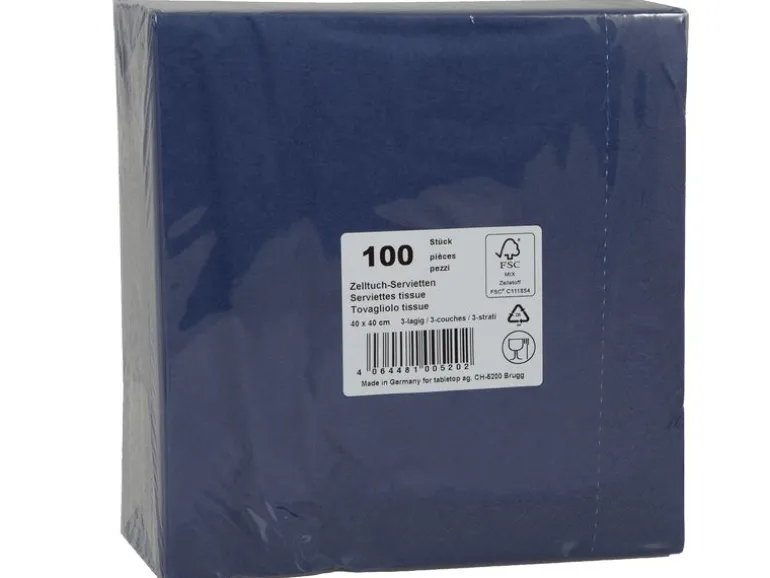ELCO Papierservietten 40 cm x 40 cm, 100 Stück, Blau
