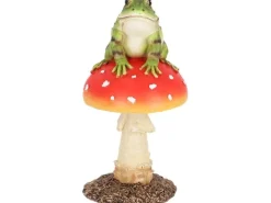 Esschert Design Fliegenpilz mit Frosch Polystone Rot