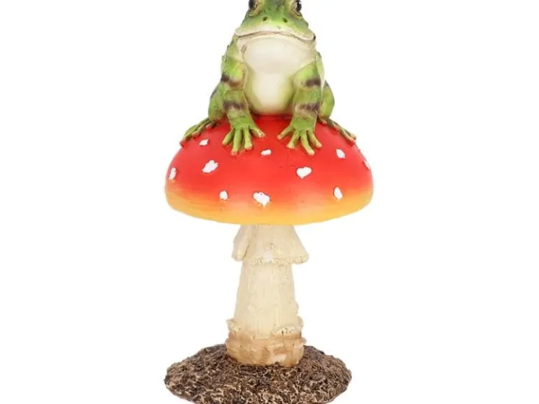 Esschert Design Fliegenpilz mit Frosch Polystone Rot