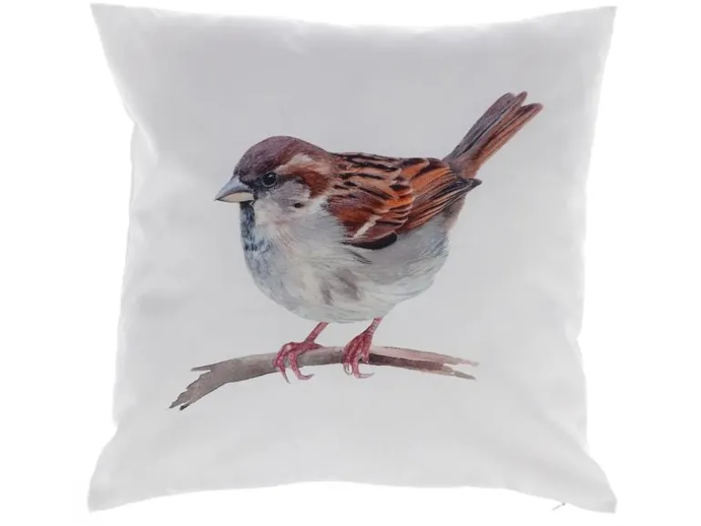 Esschert Design Outdoor Kissen Aquar. Spatz 50 x 50 cm, Mehrfarbig