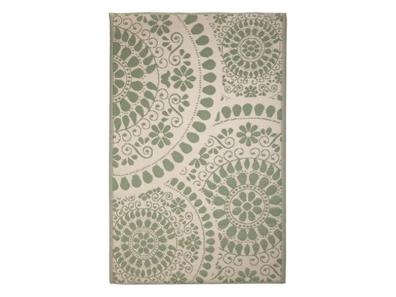Esschert Design Teppich Outdoor 121 x 182 cm, Grün/Weiss