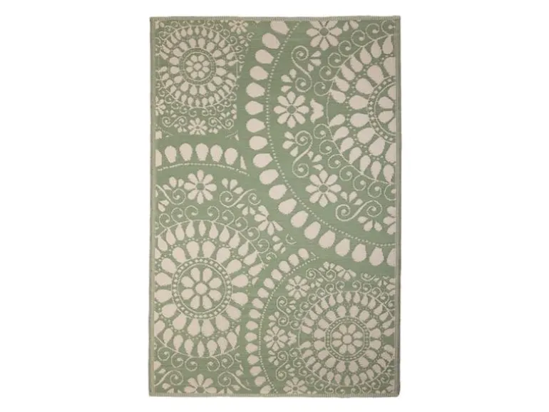 Esschert Design Teppich Outdoor 121 x 182 cm, Grün/Weiss