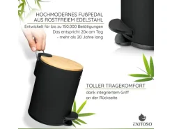 Exitoso Tretmülleimer mit Softclose-Deckel 3 l, Schwarz