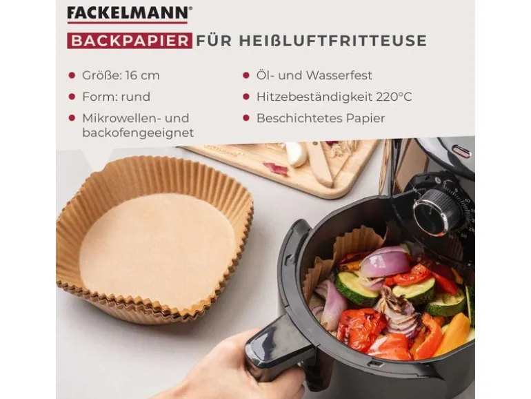 Fackelmann Backpapier Airfryer, 160 x 160 x 45 mm, 40 Stück