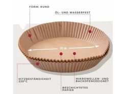 Fackelmann Backpapier Airfryer, Ø 20 cm, 40 Stück