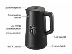 FURBER Wasserkocher Veloce, 1.5 L, Grau