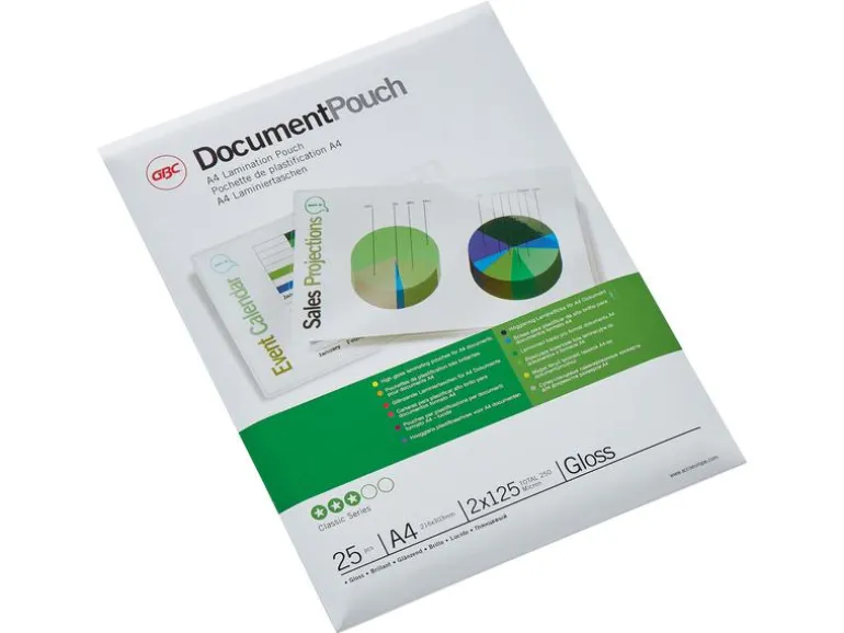 GBC Laminierfolie Document A4, 125 mic, 25 Stück, glänzend