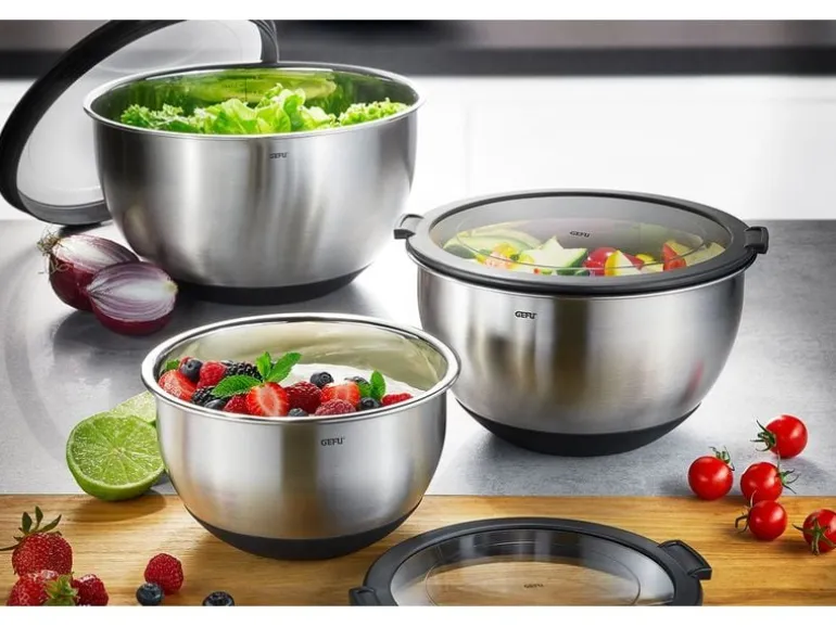 GEFU Rührschüssel Muovo 4.5 l, Schwarz/Silber