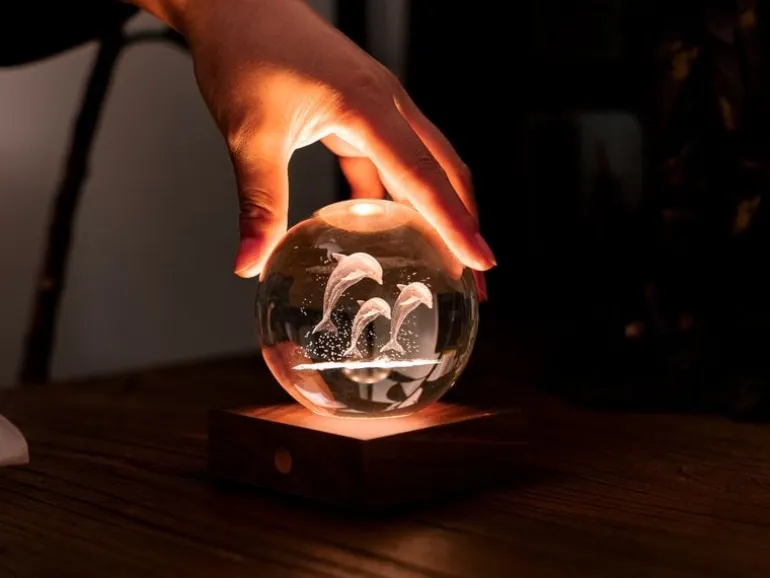 Gingko LED Stimmungslicht Amber Delfin Braun/Transparent