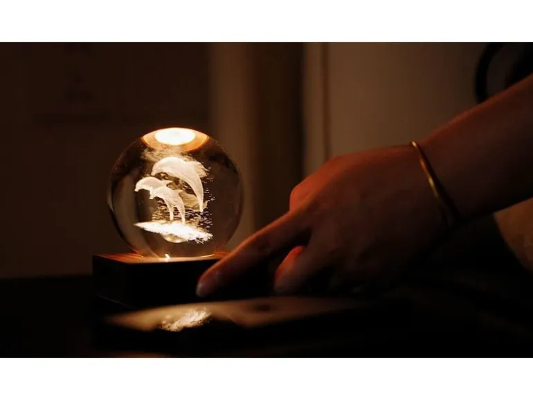 Gingko LED Stimmungslicht Amber Delfin Braun/Transparent